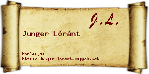 Junger Lóránt névjegykártya